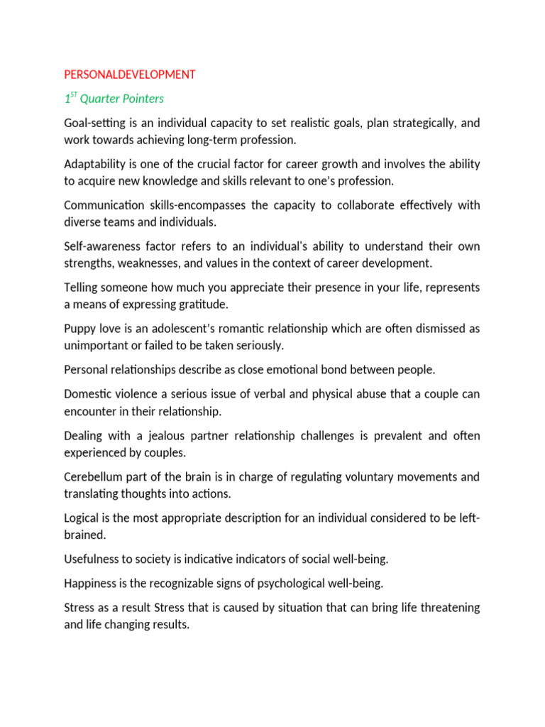 Personal Development Strategies for Growth | PDF | Stress (Biology ...