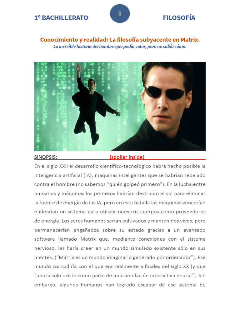 Filosofía y realidad en Matrix | PDF | Platón | Mente