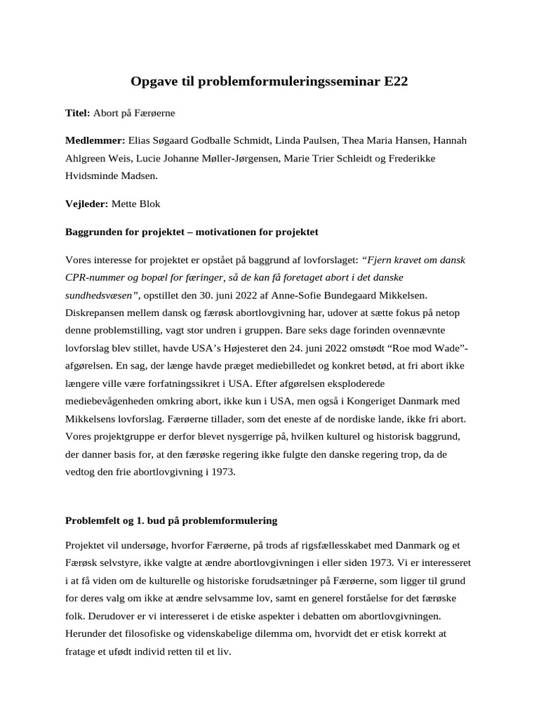Problemformuleringsseminar | PDF