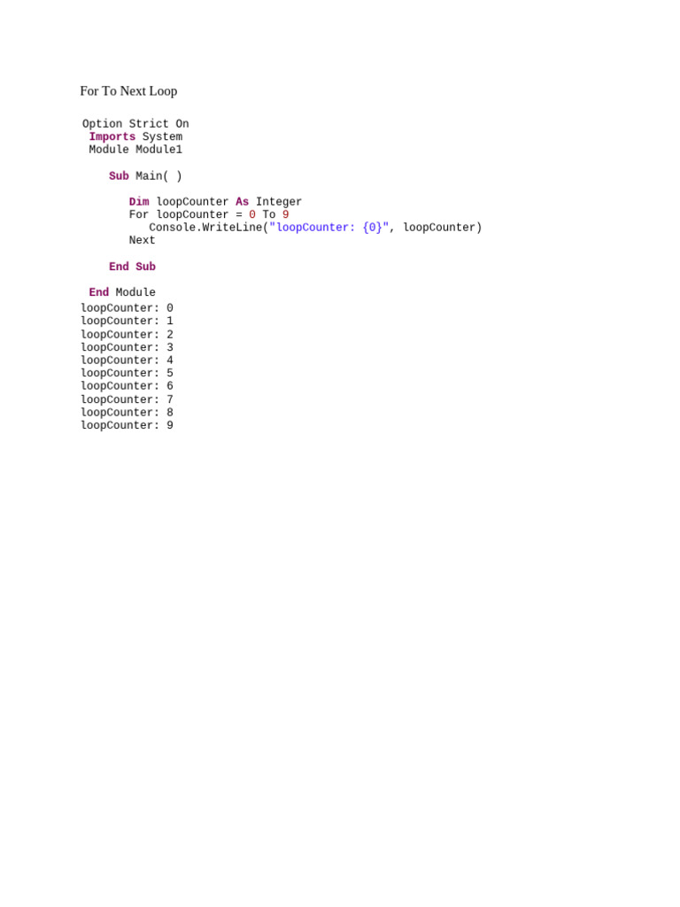 For To Next Loop | PDF