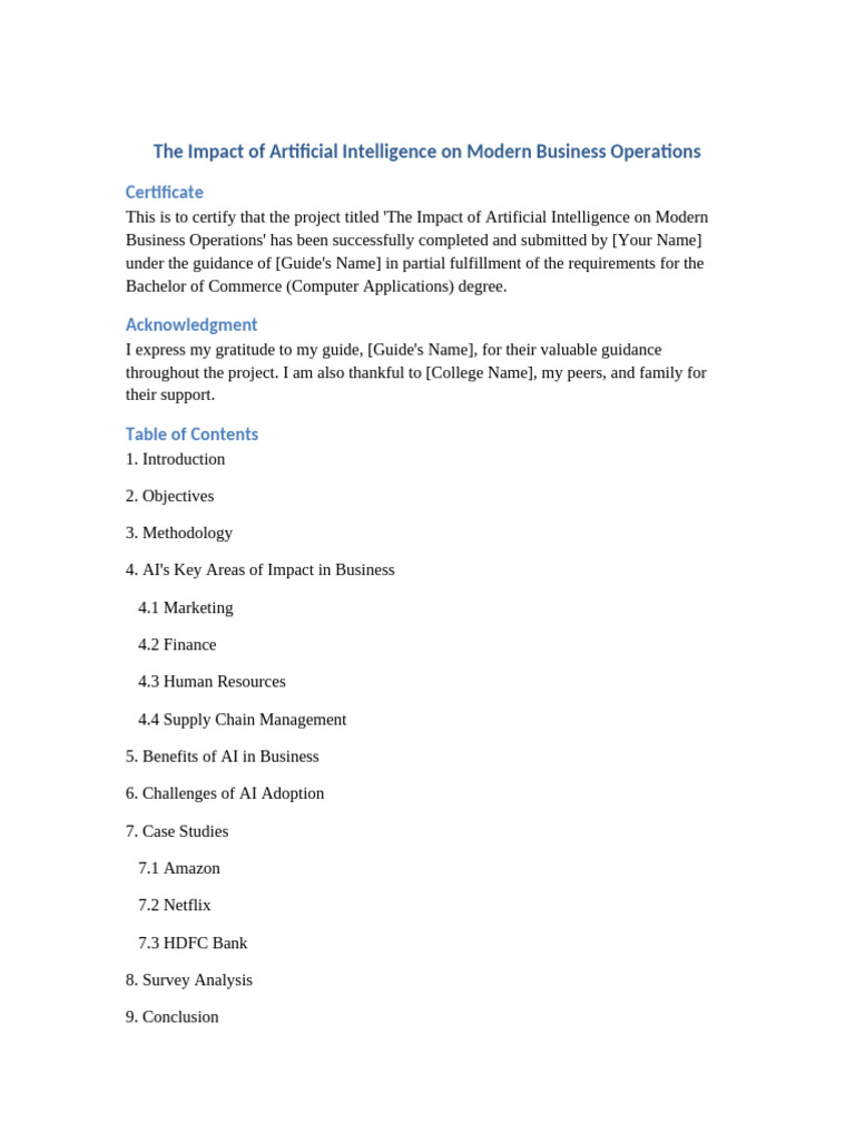 AI's Impact on Business Operations | PDF | Artificial Intelligence ...