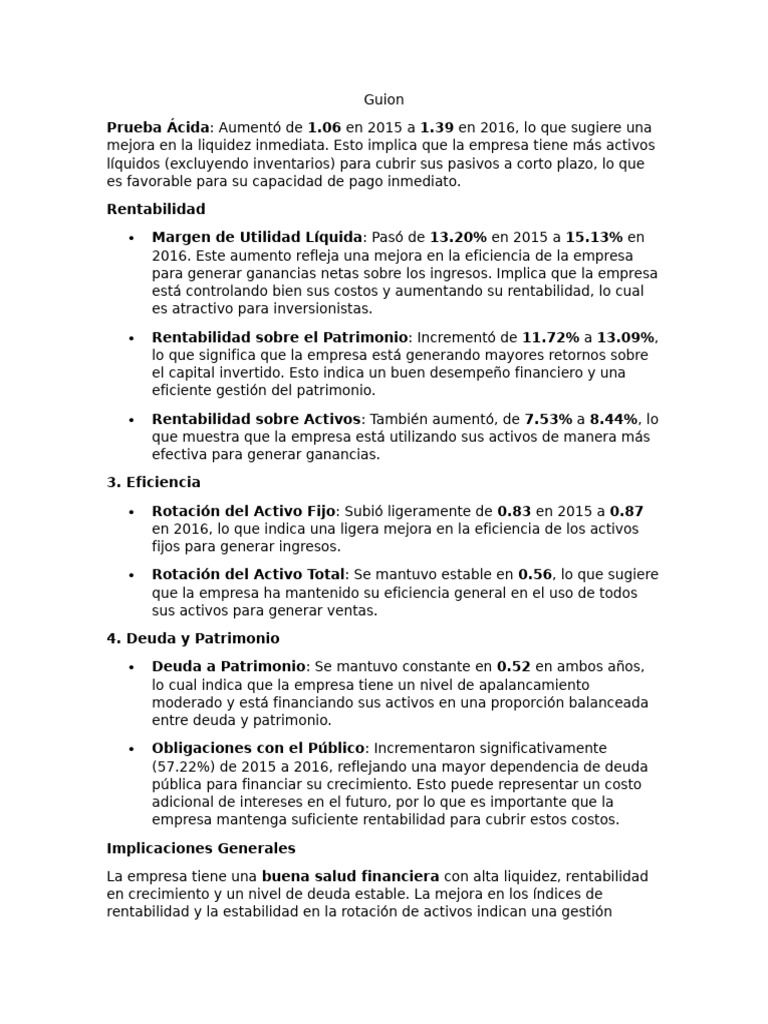 Análisis Financiero y Propuestas de Mejora | PDF | Rentabilidad sobre ...