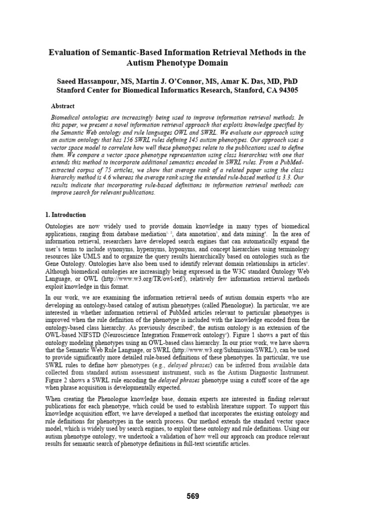 Semantic Retrieval in Autism Research | PDF | Ontology (Information ...