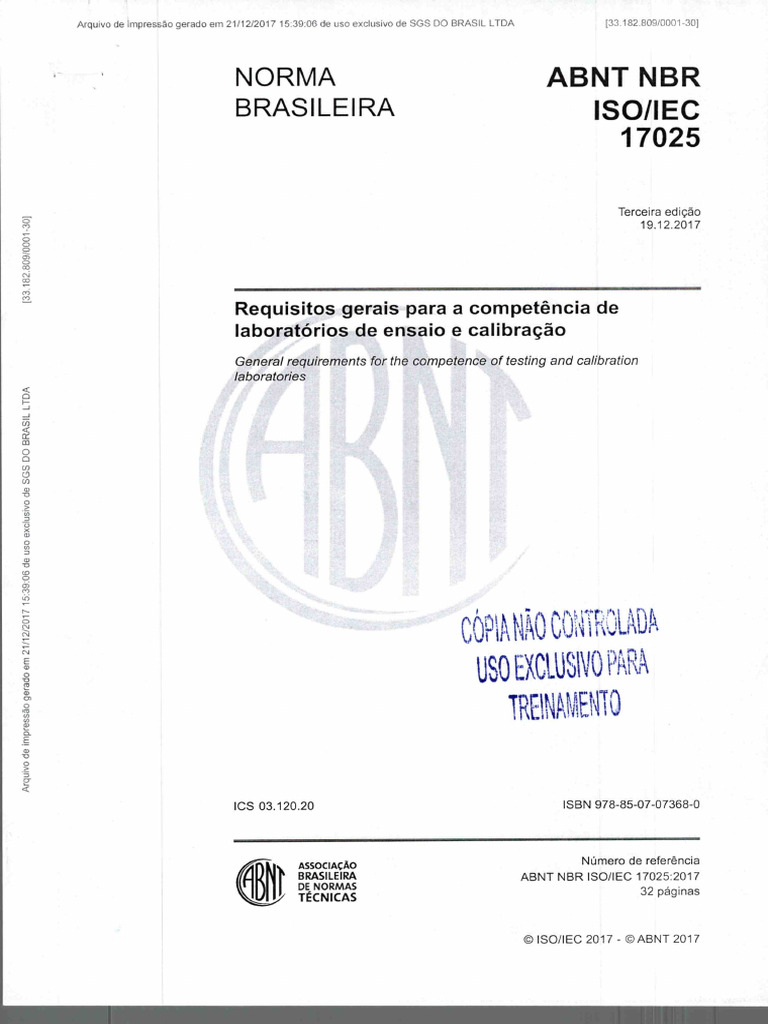 Abnt NBR Iso 17025-2017 | PDF