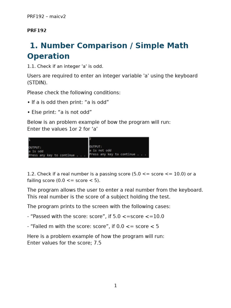 Basic Math and Logic Programming Tasks | PDF | Matrix (Mathematics ...