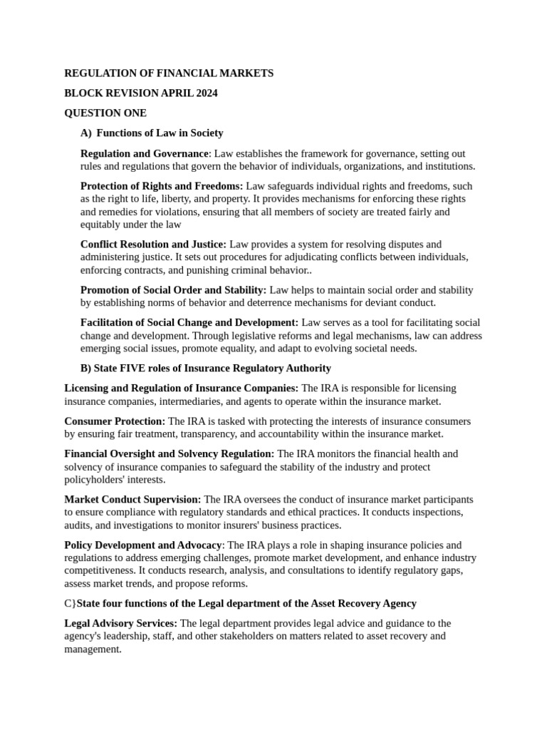 Financial Markets Regulation Overview | PDF | Stocks | Investment Fund