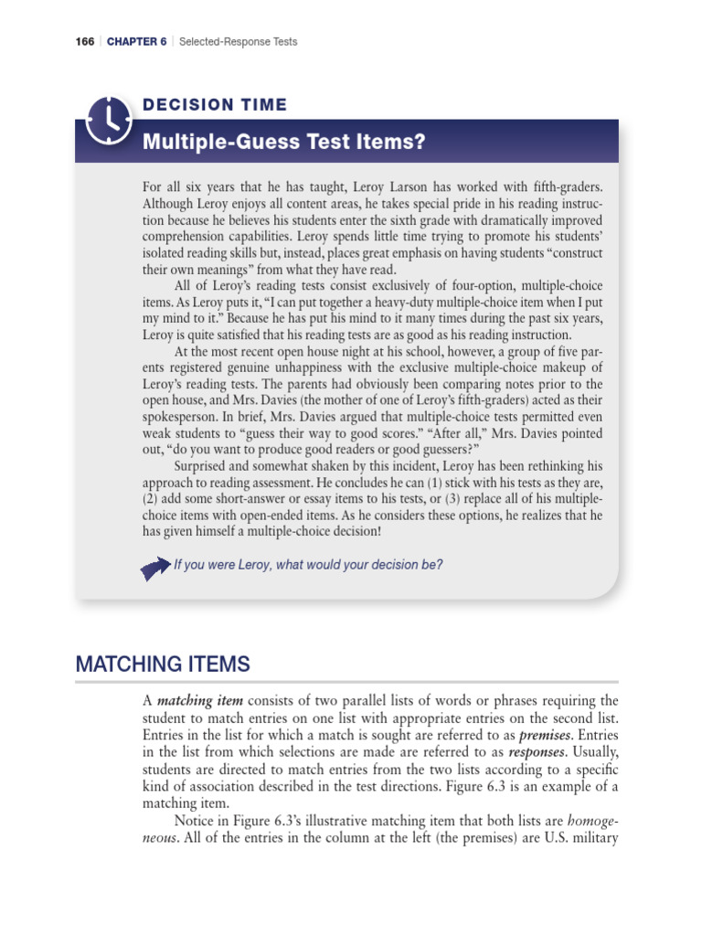 Understanding Matching Test Items | PDF | Multiple Choice