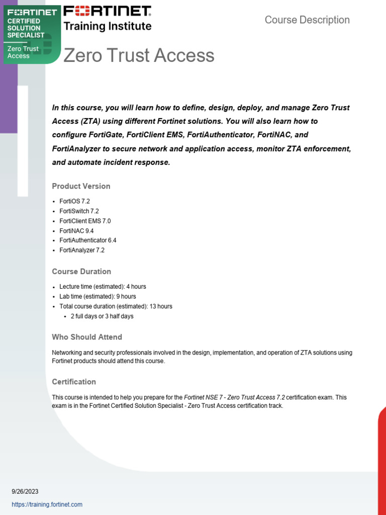 Fortinet Zero Trust Access Training | PDF | Information Technology ...