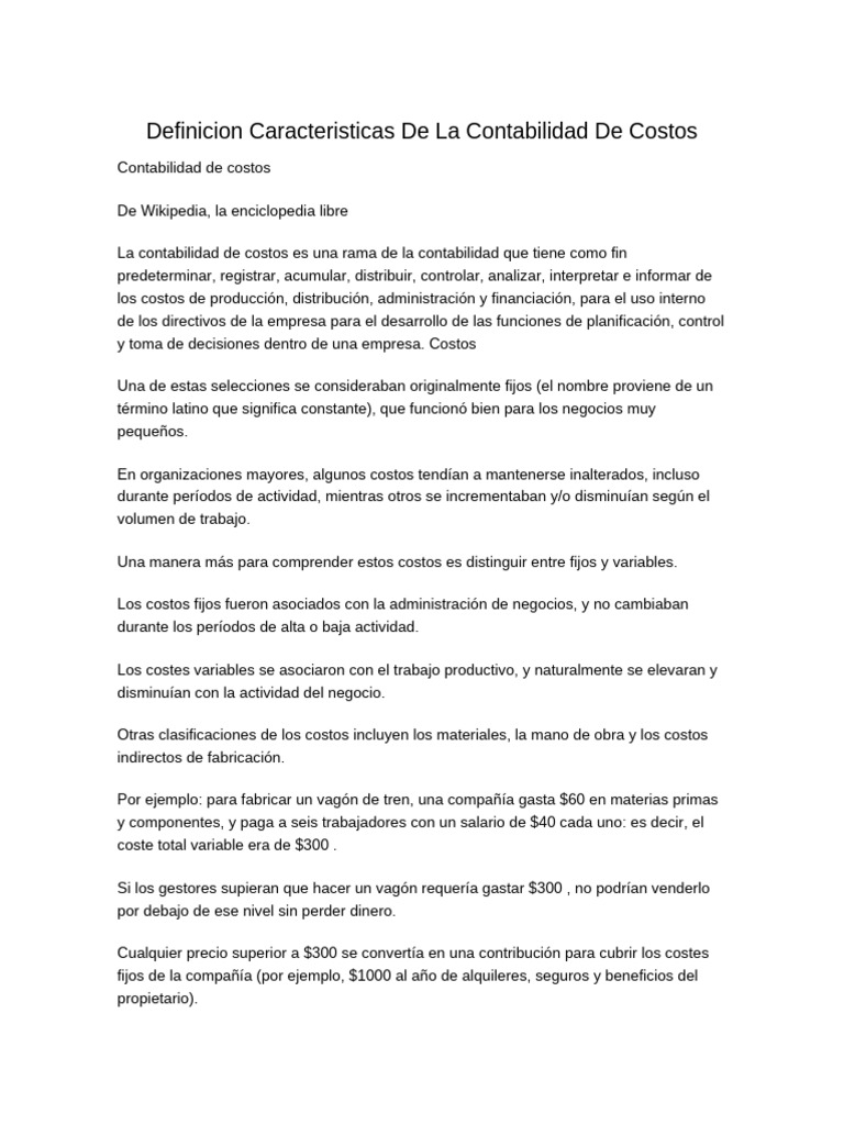 La Contabilidad de Costos | PDF | Costo | Inversiones