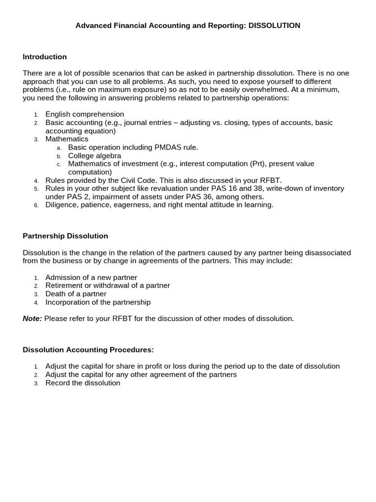Partnership Dissolution Guide | PDF | Book Value | Goodwill (Accounting)