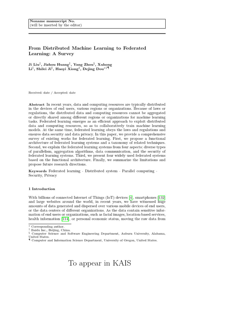 Survey on Federated Learning Techniques | PDF | User Interface ...