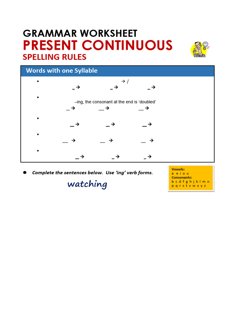 Present Continuous Grammar Rules | PDF