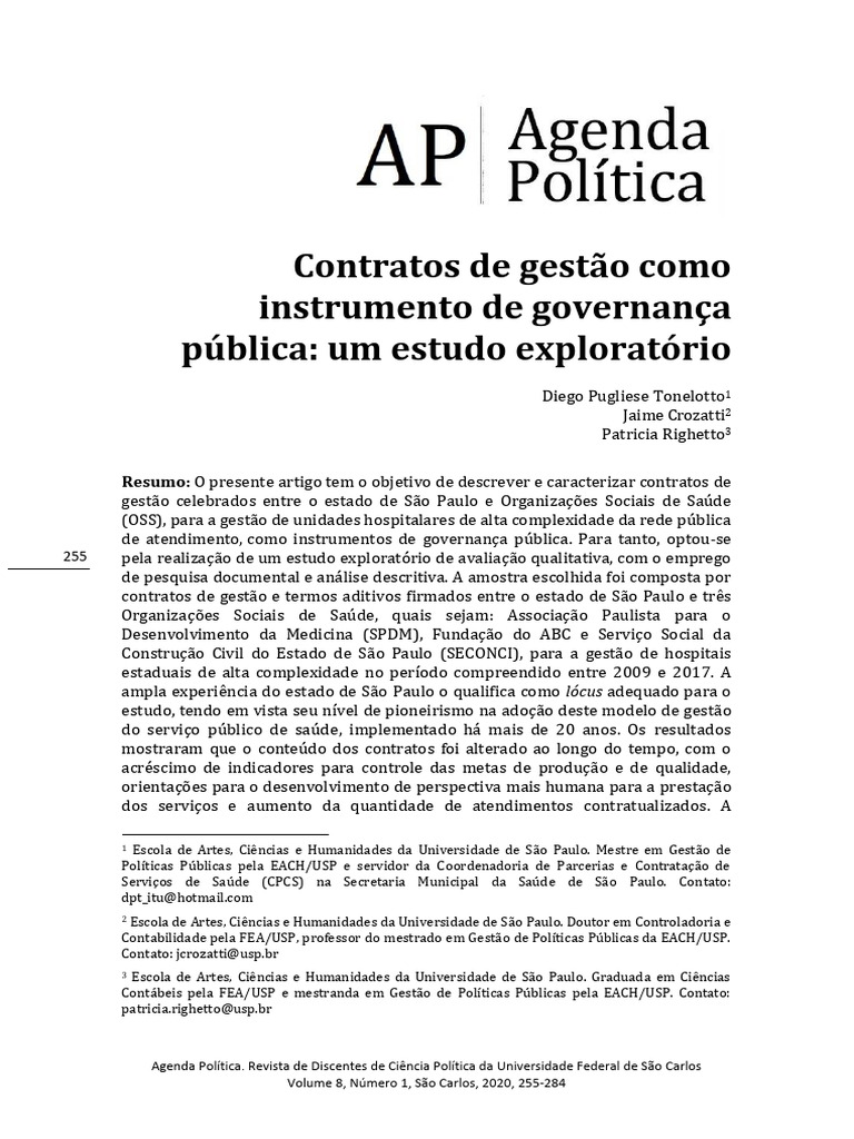 Contratos de Gestão e Governança Pública | PDF | Governança | Estado