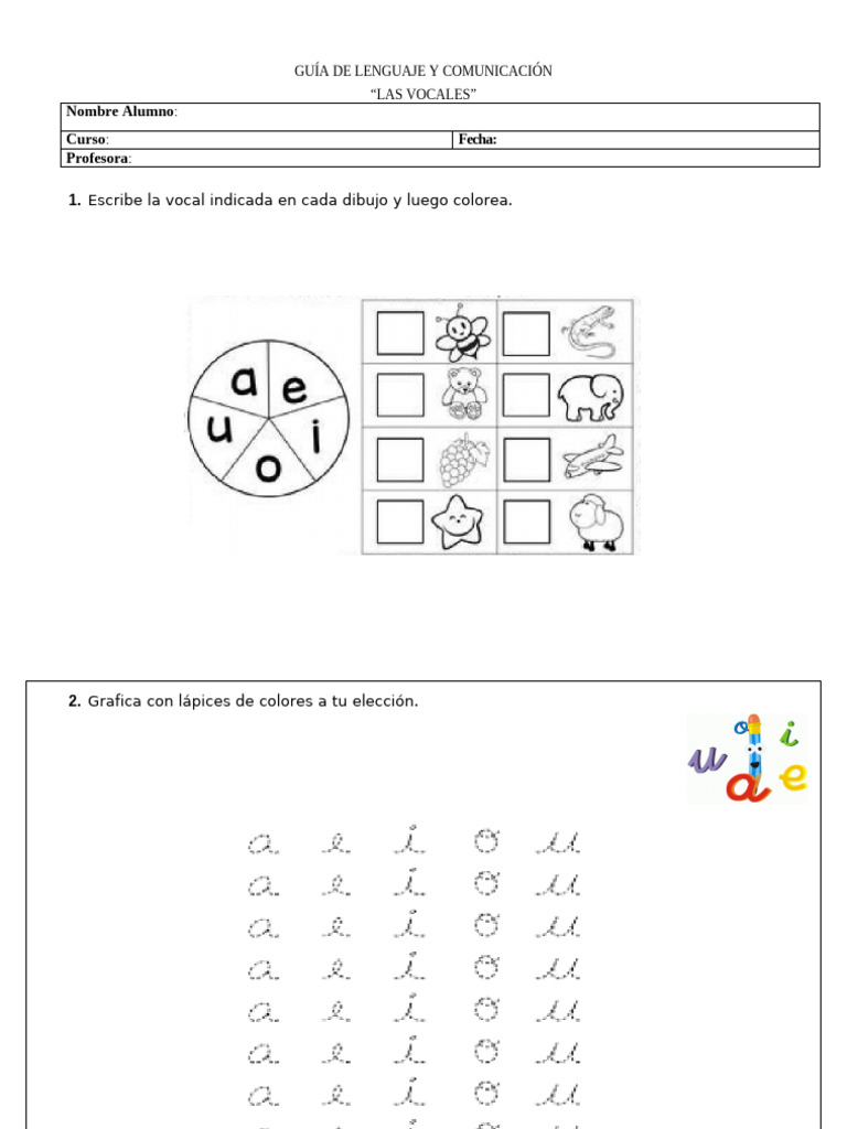 Guía Vocales 4 Lista | PDF