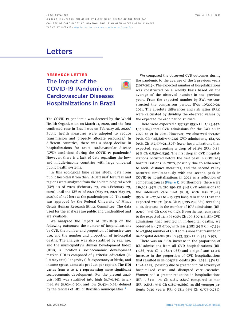 The Impact of The COVID-19 Pandemic On Cardiovascular Diseases ...