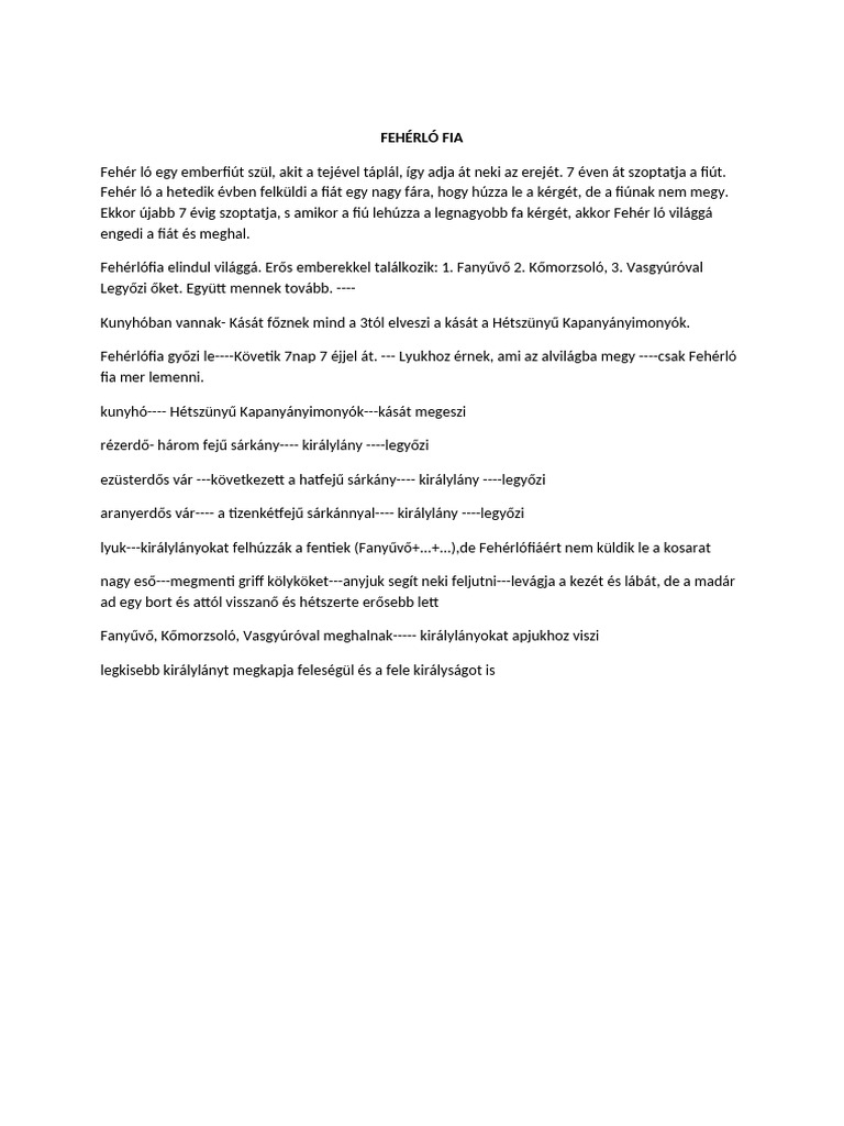 FEHÉRLÓ FIA - Csodaszarvas Jegyzet | PDF