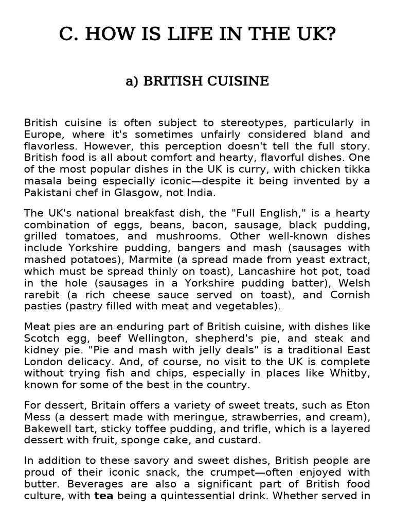 British Cuisine, Sports, and Culture Overview | PDF | British Cuisine ...