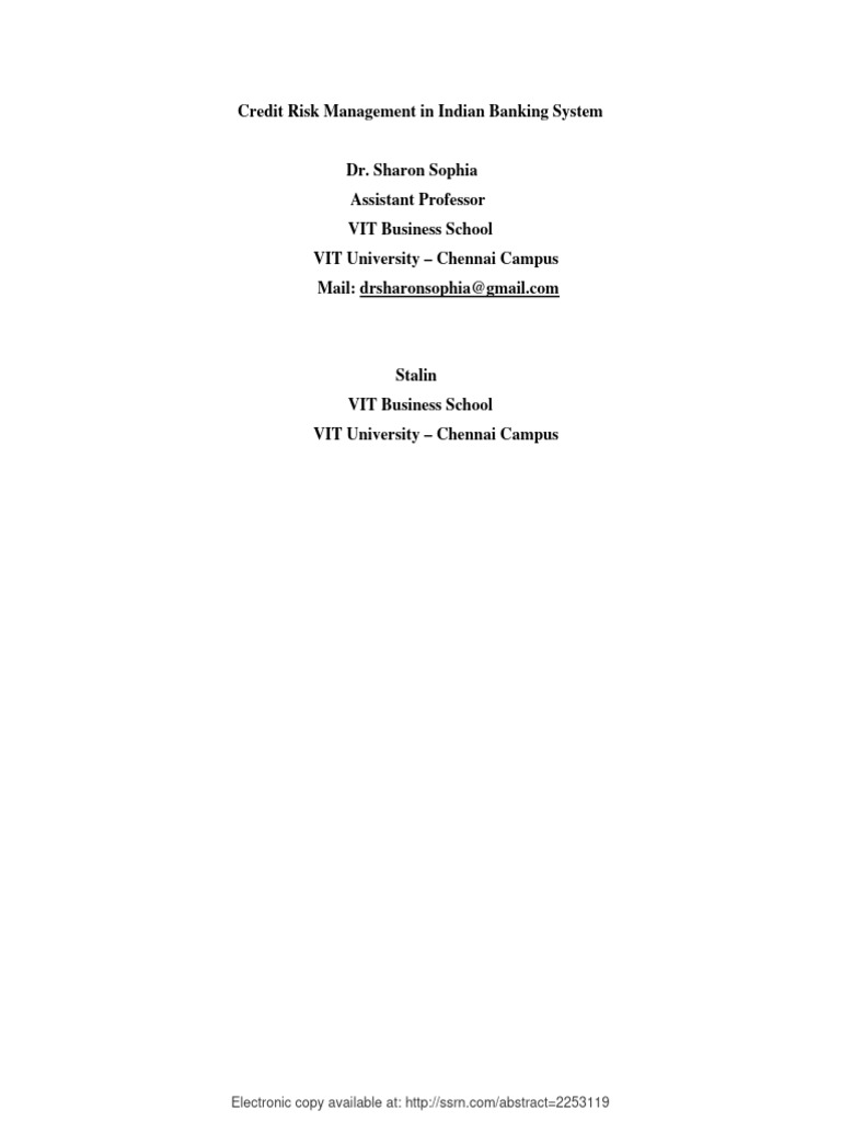 Credit Risk Management in Indian Banks | PDF | Credit Risk | Factor ...