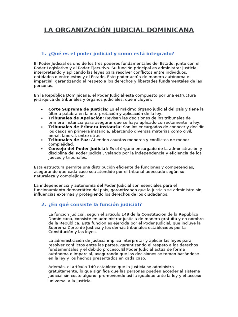 Estructura del Poder Judicial en RD | PDF | Judicaturas | Jurisdicción