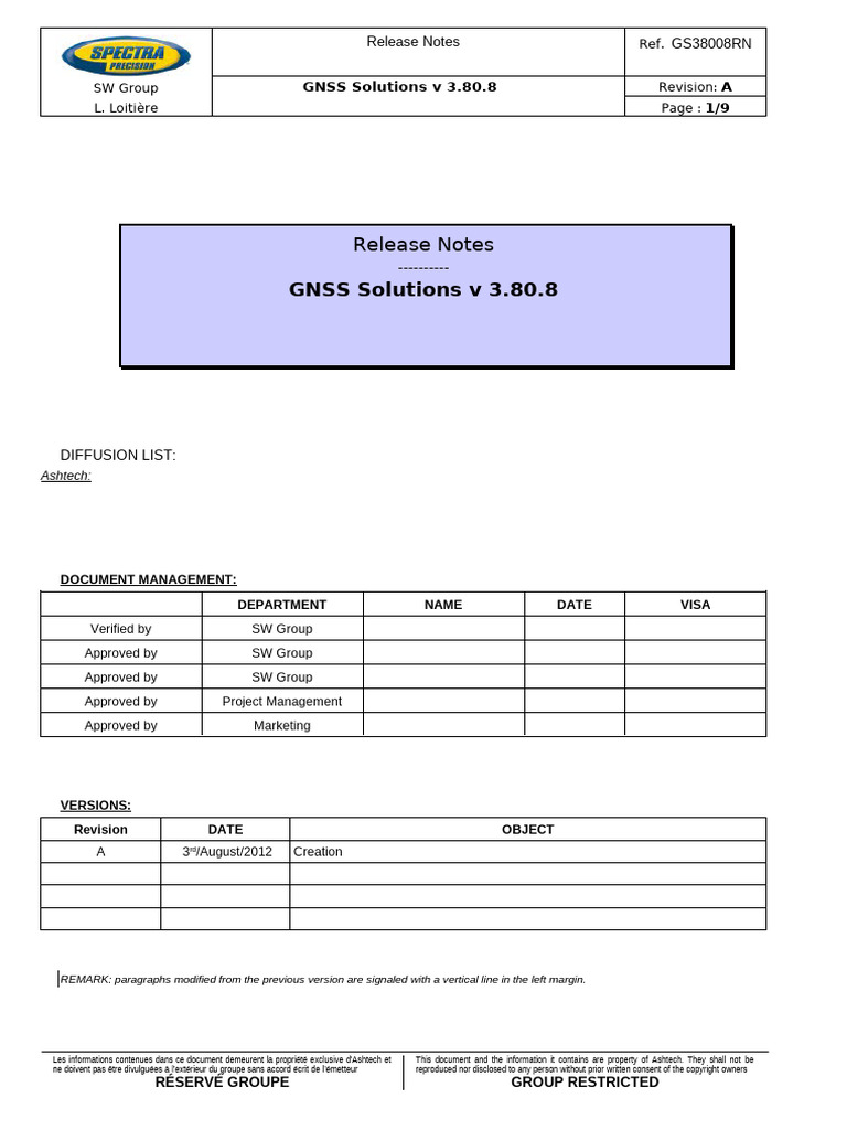 GNSS Solutions V3.80.8 - Release Note | PDF | Computing