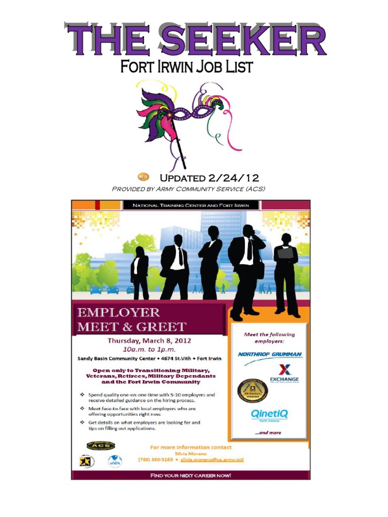 Fort Irwin Job Seeker PDF Dietitian Nursing