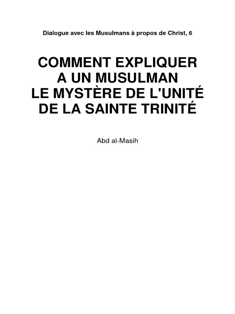 Expliquer la Trinité aux Musulmans | PDF | Allah | Trinité