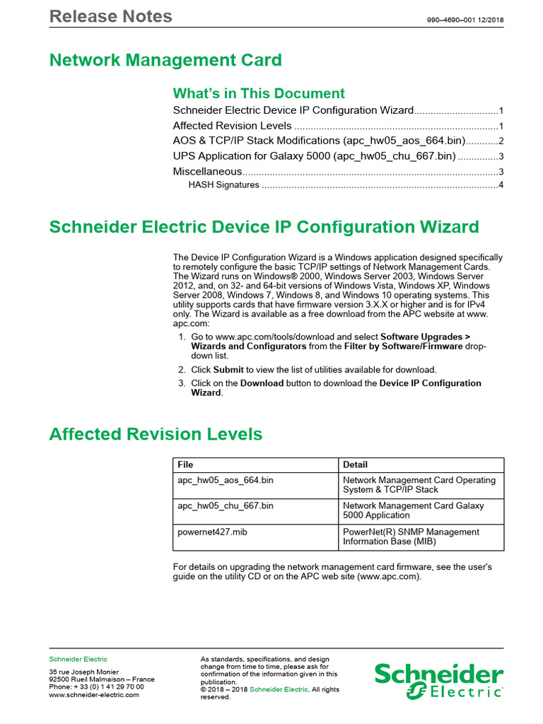 Network Management Card Release Notes | PDF | Computer Network ...