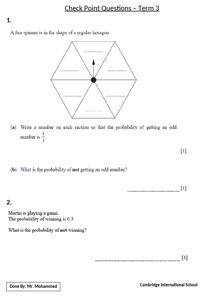 Term 3 Check Point Questions Guide | PDF