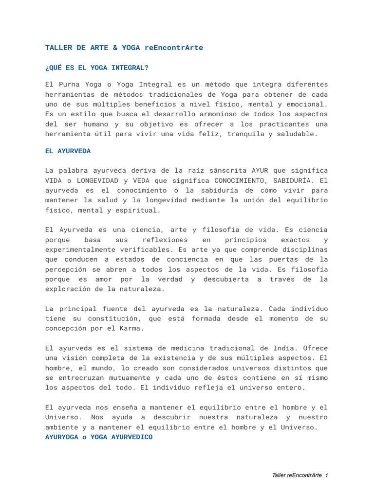 Taller de Arte y Yoga Integral | PDF | Meditación | Terapia artística