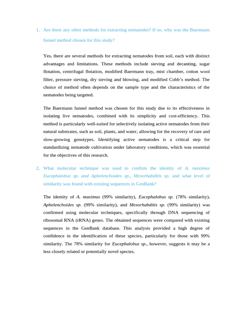 Nematode Extraction and Identification Methods | PDF | Bioinformatics ...