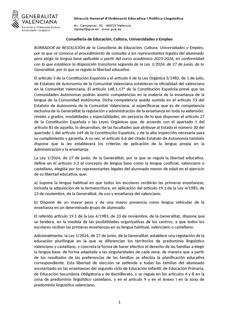 Consulta para elegir lengua base educativa | PDF