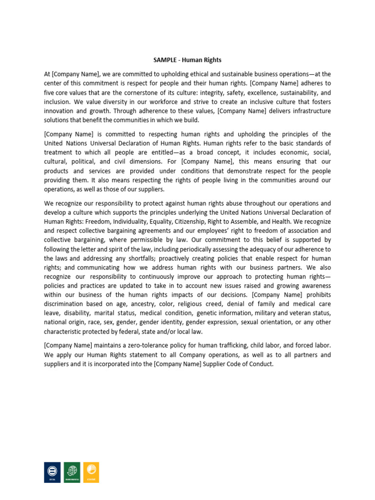 Human Rights Commitment Statement | PDF | Human Rights | Rights