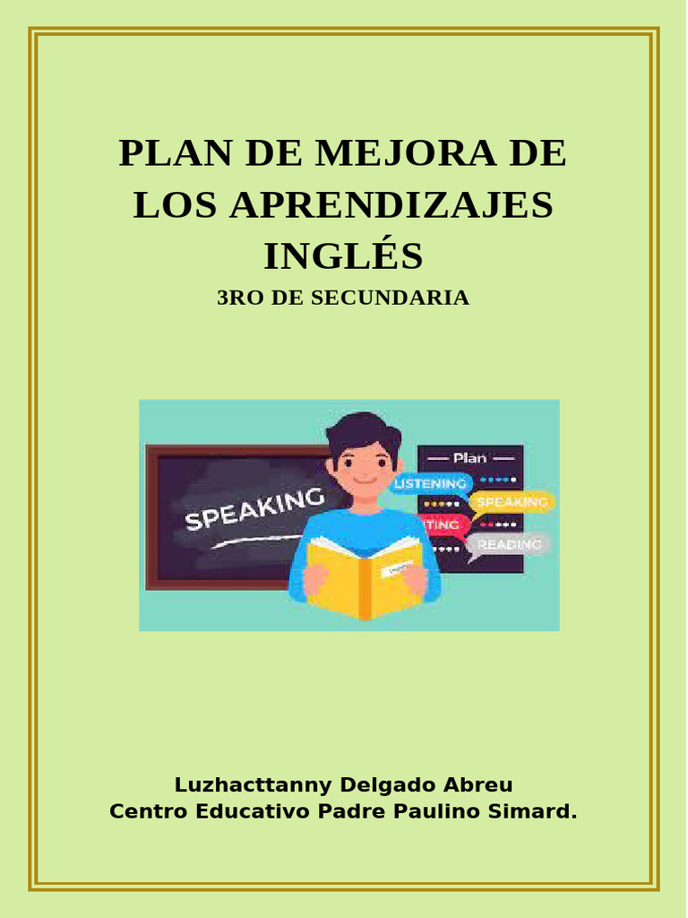 Plan de Mejora en Inglés 3ro Secundaria | PDF | Segundo lenguaje ...