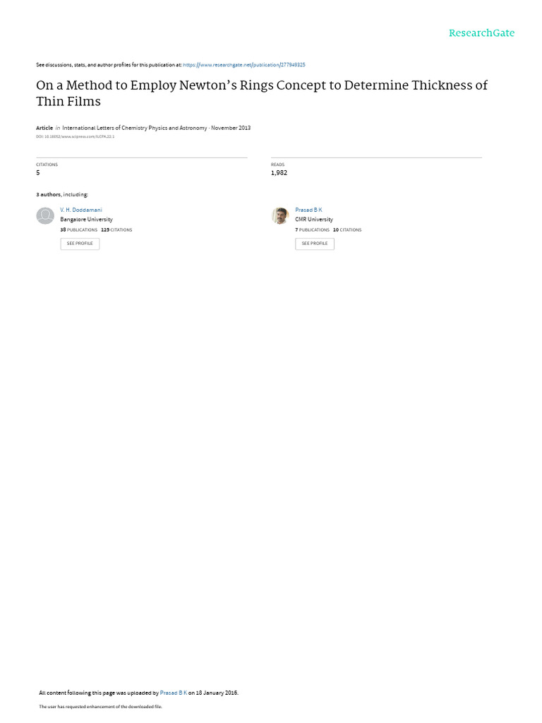 On A Method To Employ Newtons Rings Concept To de | PDF | Physics ...