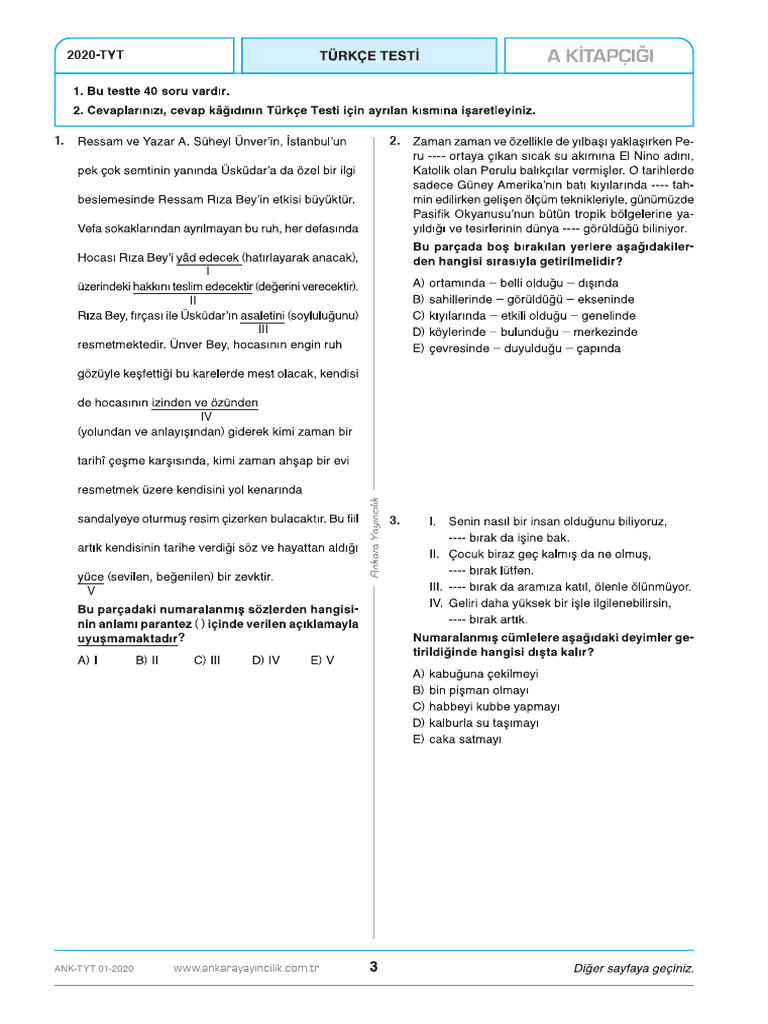 Ankara Tyt 1 | PDF