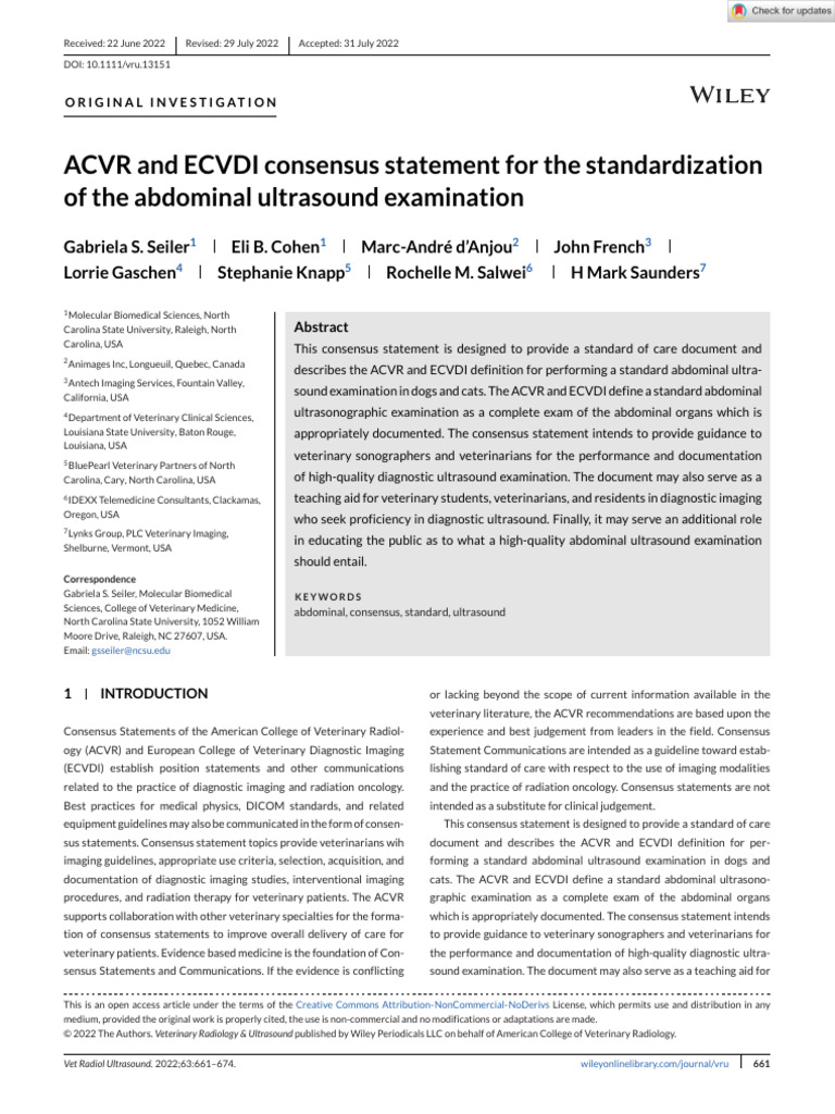 ACVR-ECVDI Abdominal Ultrasound Guidelines | PDF | Gastrointestinal ...