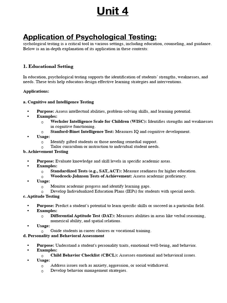 Applications of Psychological Testing | PDF | Psychological Testing ...