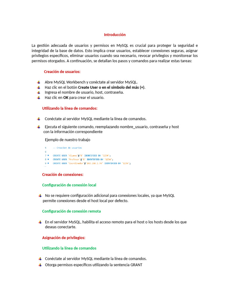 Gestión de Usuarios y Permisos en MySQL | PDF | Mi sql | Interfaz de ...