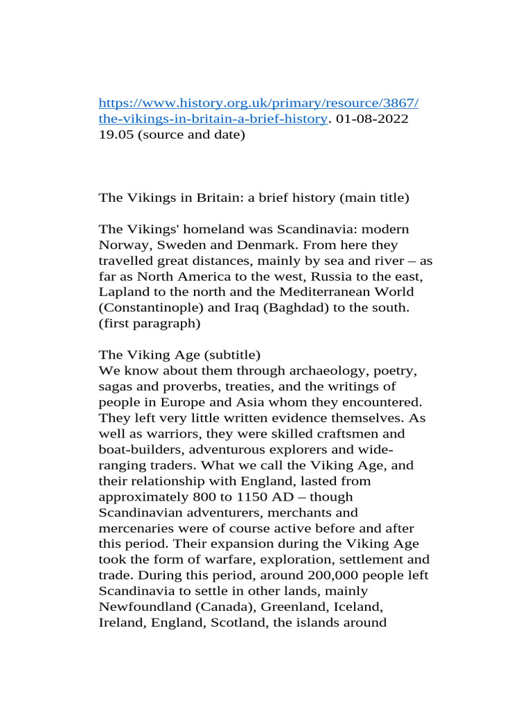 Vikings in Britain: A Brief History | PDF | Vikings | Viking Age