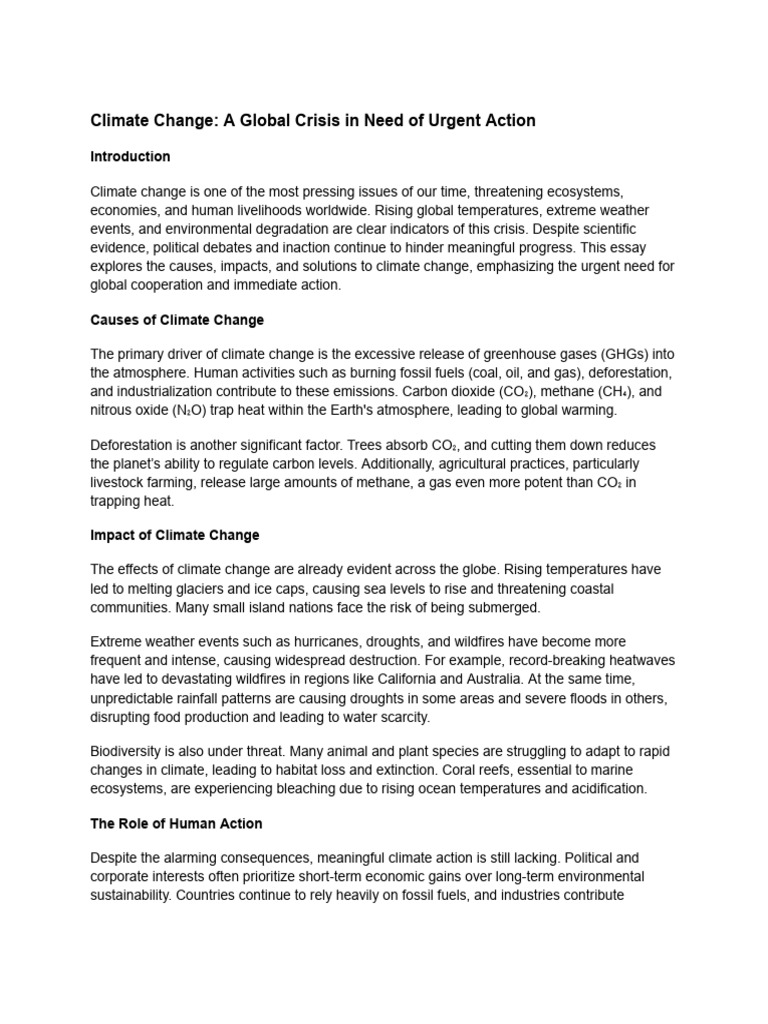Climate Change - A Global Crisis in Need of Urgent Action | PDF ...