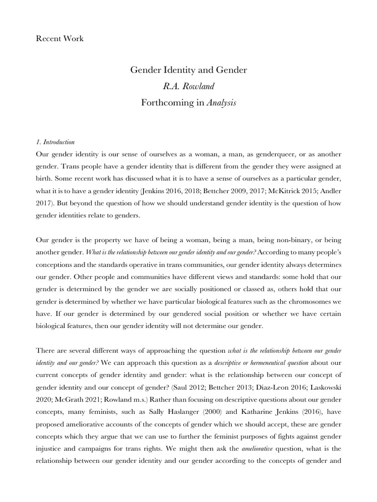 Gender Identity and Its Relation to Gender | PDF | Gender | Gender Studies
