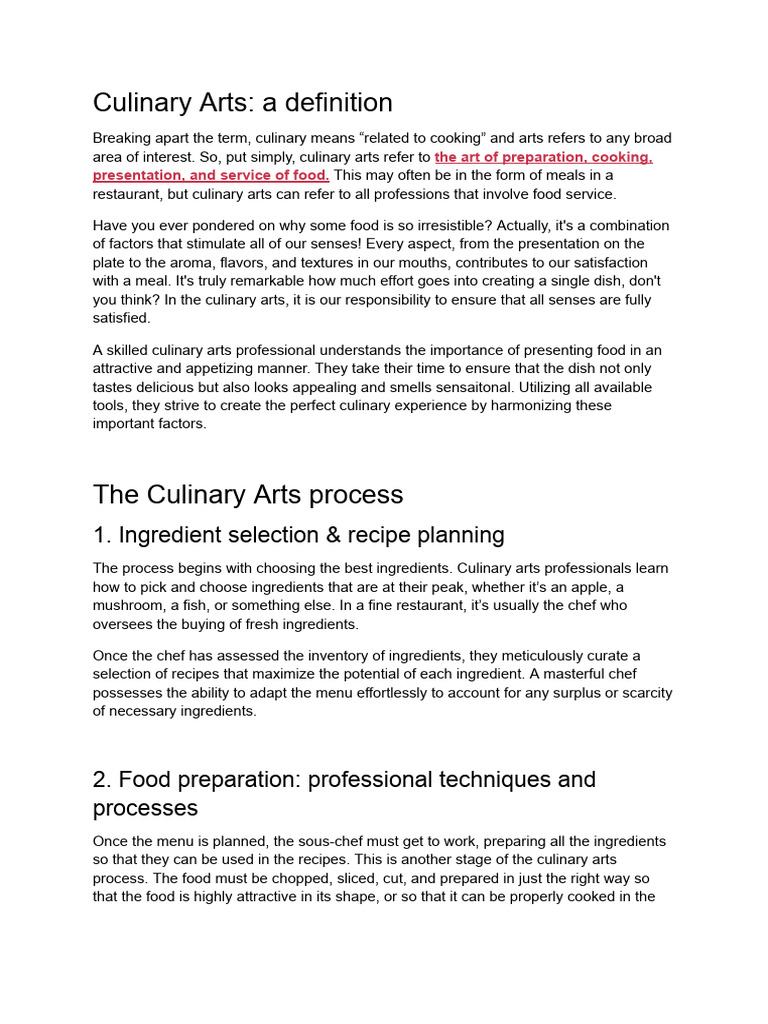 Understanding Culinary Arts Basics | PDF | Cooking | Culinary Arts