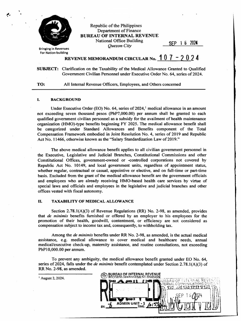 RMC No. 107-2024 (1) | PDF