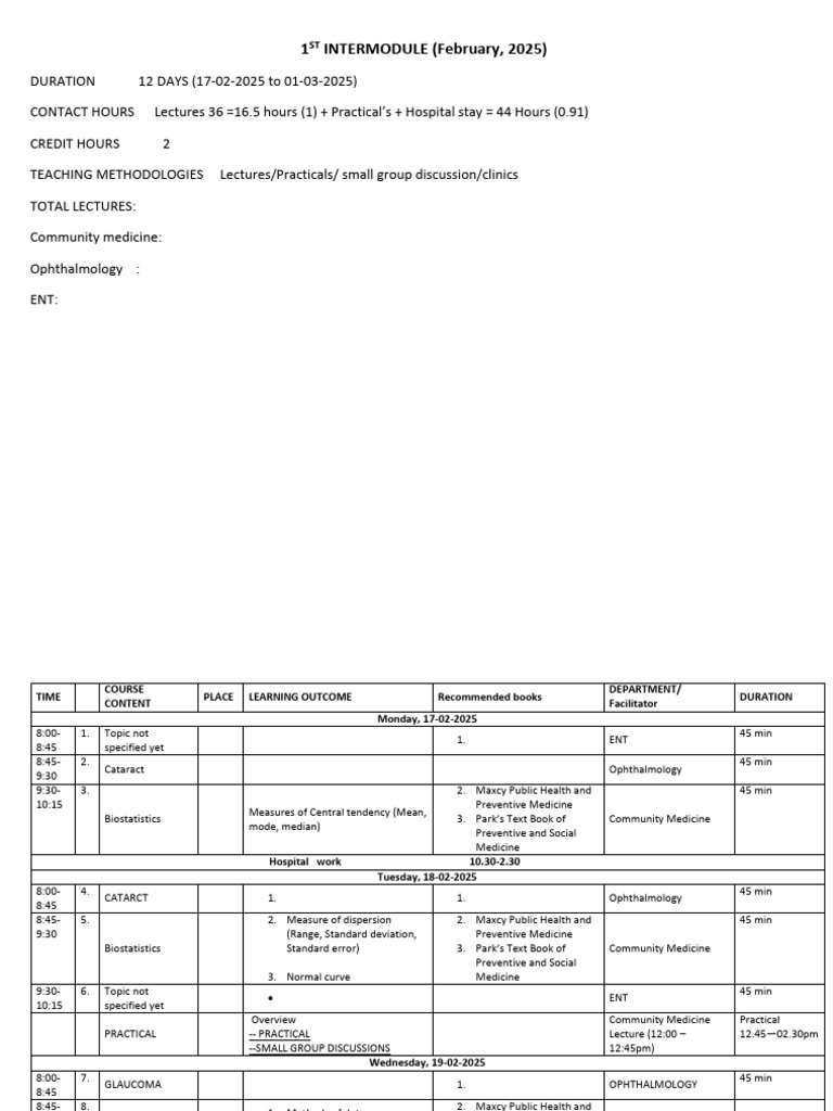 Biostatistics Course Overview 2025 | PDF | Biostatistics | Ophthalmology
