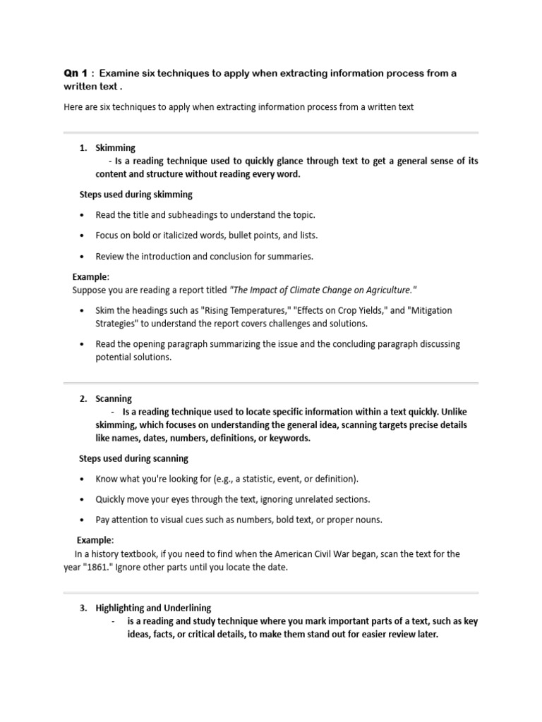 Six Techniques for Effective Information Extraction | PDF ...