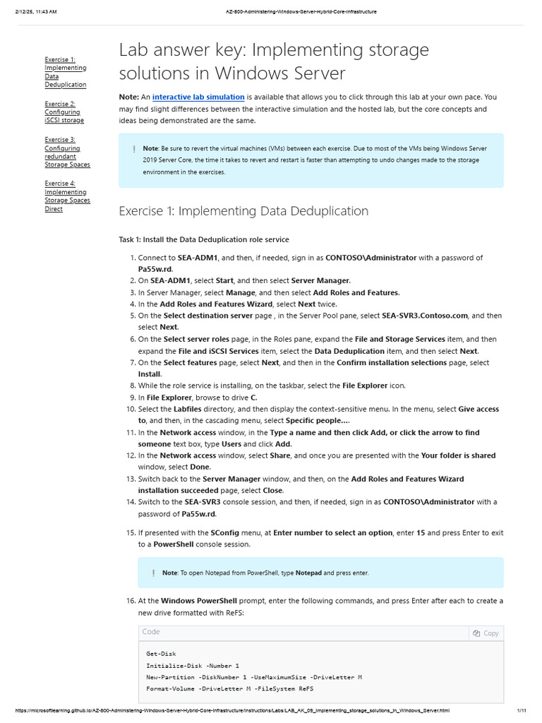 Windows Server Storage Solutions Lab Guide | PDF | Command Line ...