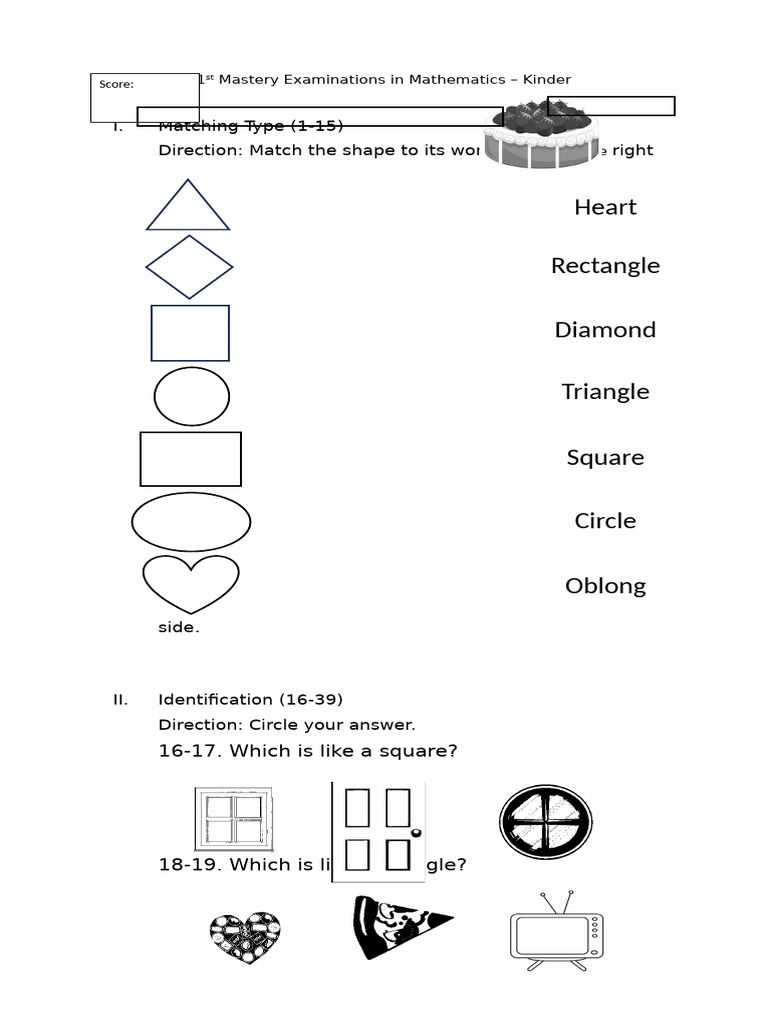 Kinder Math Mastery Exam Guide | PDF