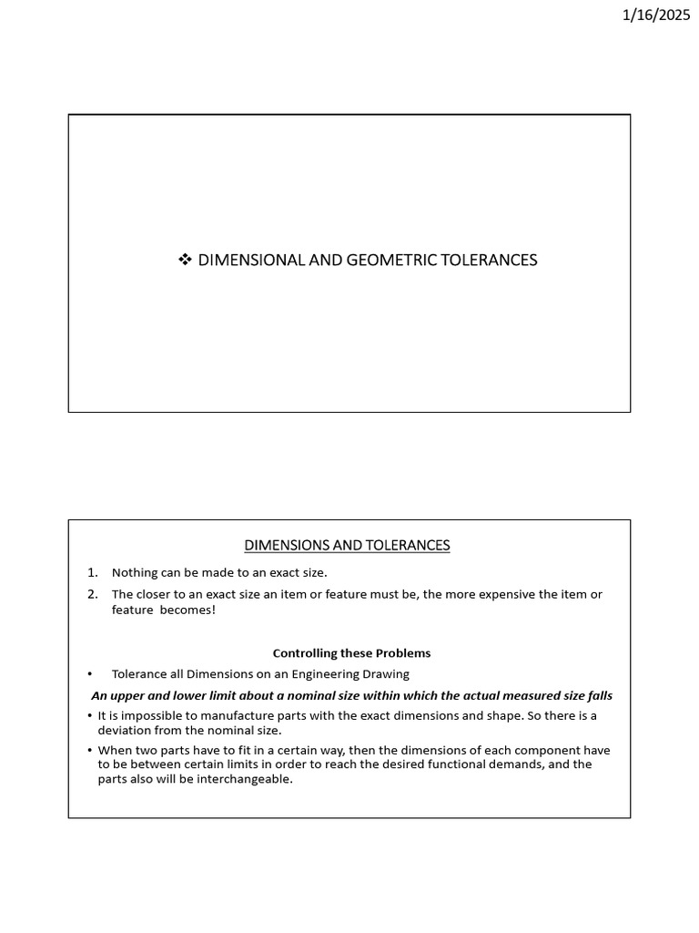 Dimensional and Geometric Tolerances Guide | PDF | Engineering ...