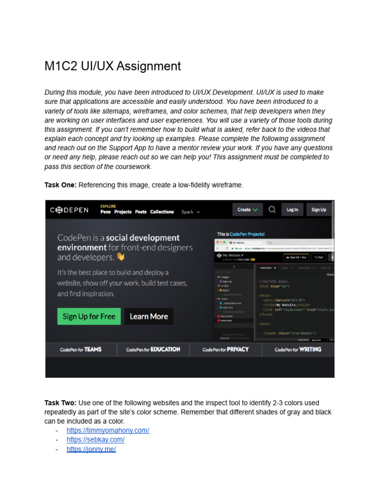 UI/UX Development Assignment Guide | PDF
