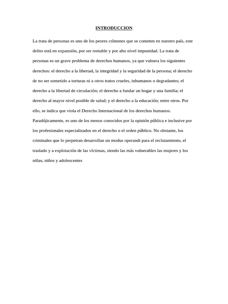 Trata de Personas: Delitos y Agravantes | PDF | Trata de personas ...